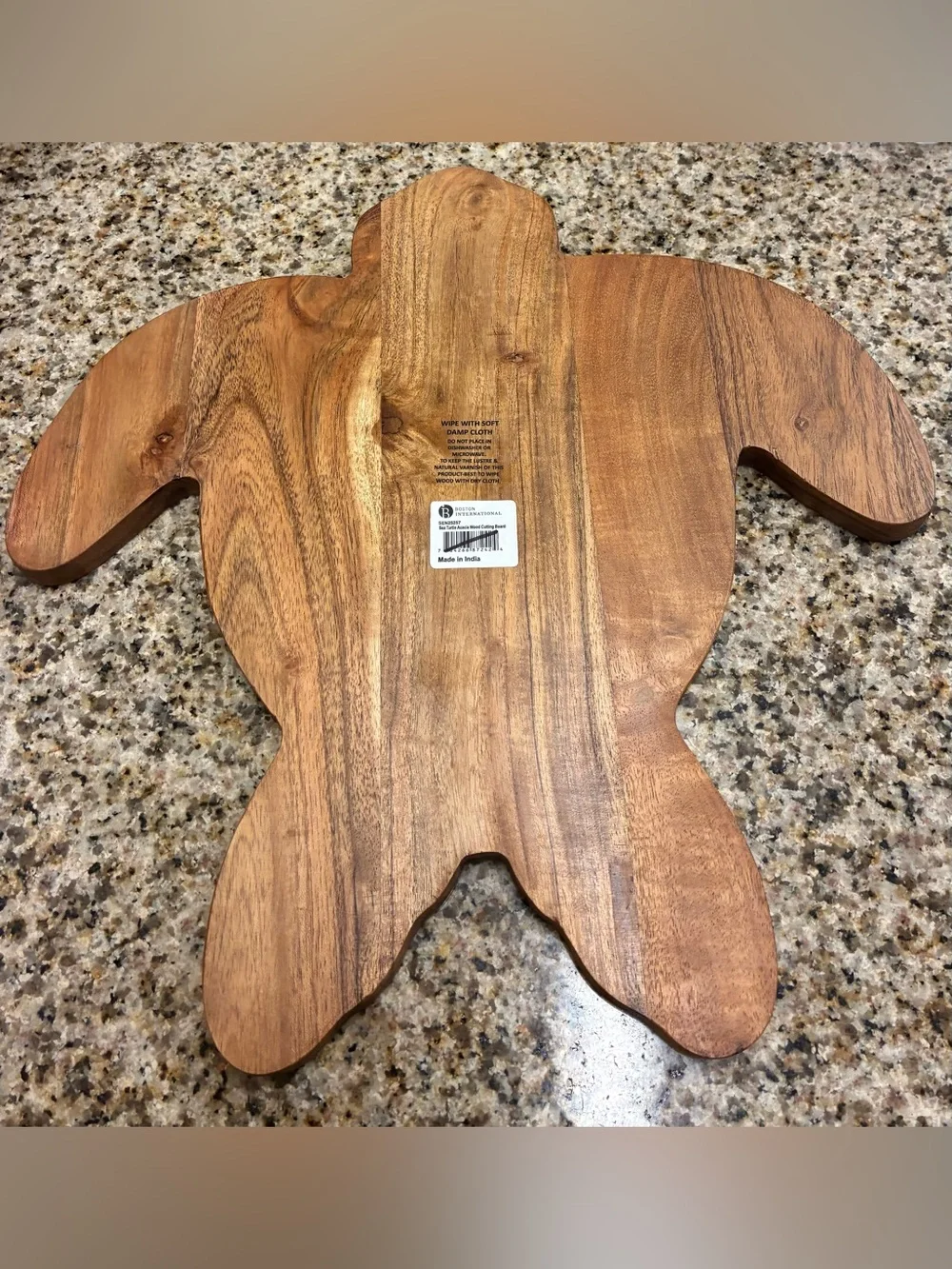 New Boston International Acacia Wood Cutting Board Tray Sea Turtle Shape